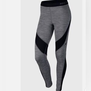 NIKE PRO Hyperwarm compression Leggings Womens Size Large Gray Black activewear